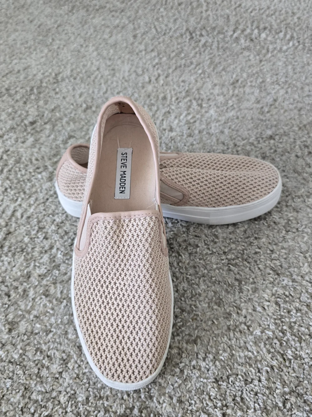 Steve Madden Women's Pink Knit Slip-On Flat Round Toe Solid Casual US 9